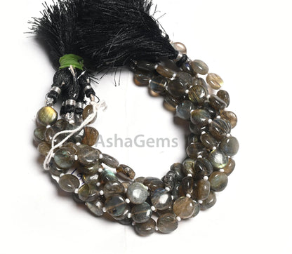 10 mm Fine Labradorite Smooth Coin Shape Handmade Beads,8" Natural Multi Flash Labradorite Straight Drill Coin Gemstone Loose Beads Jewelry