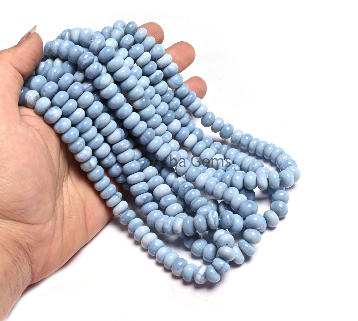 Beautiful Blue Oregon Opal Smooth Rondelle Beads Gemstone,8/16" Strand Fine Quality Blue Opal Plain Handmade Beads Opal Jewelry Makings SALE