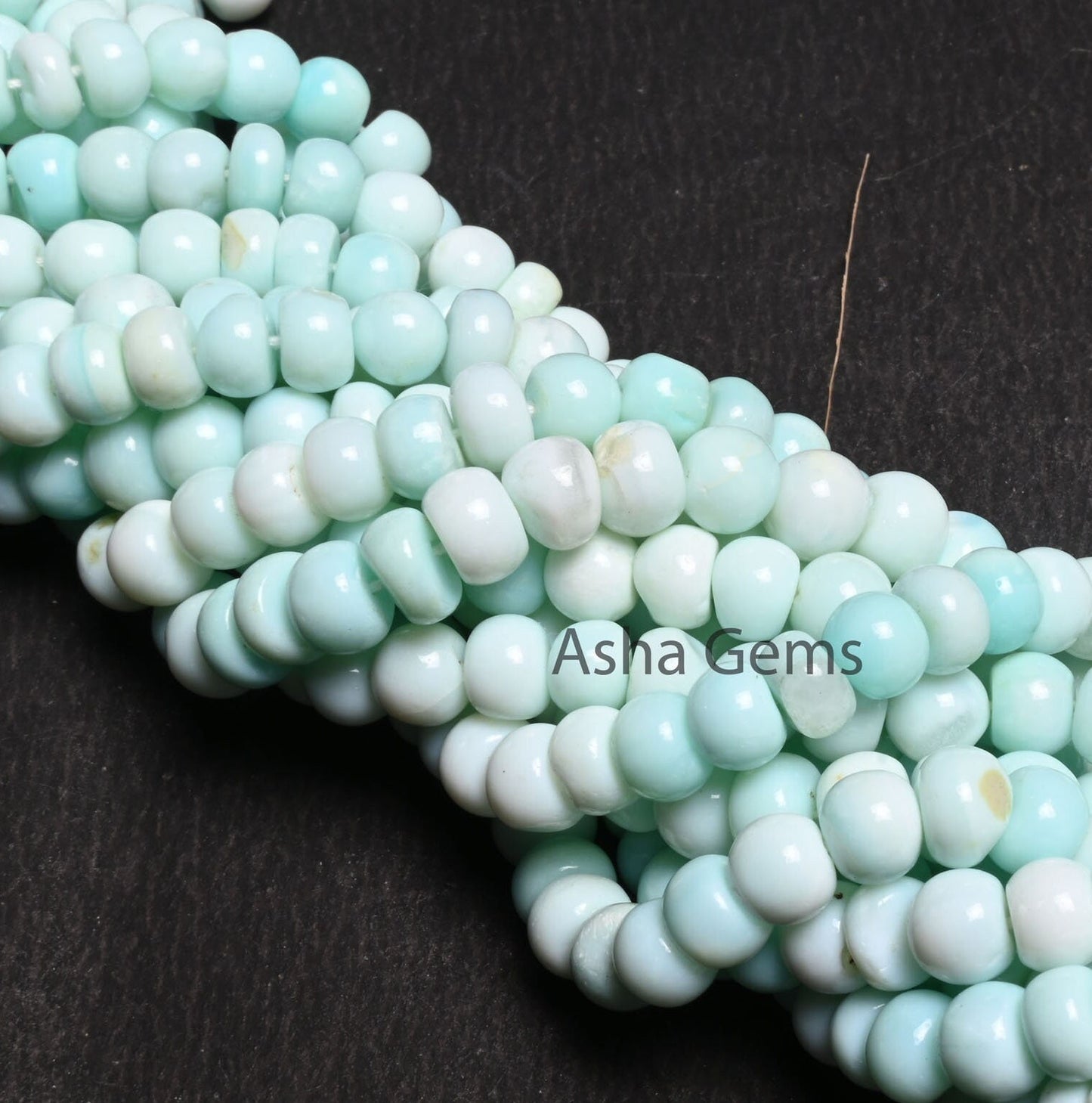 7mm Shaded Sky Blue Opal Smooth Rondelle Beads, Fine Peru Blue opal Beads, Beautiful Opal handmade Gemstone Loose Bead Necklace Jewelry SALE