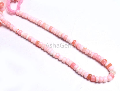 Beautiful Pink Opal Flat Rondelle Gemstone Beads,12" Shaded Pink Opal Plain Handmade Uneven Rondelle Opal Beads Necklace Jewelry making SALE