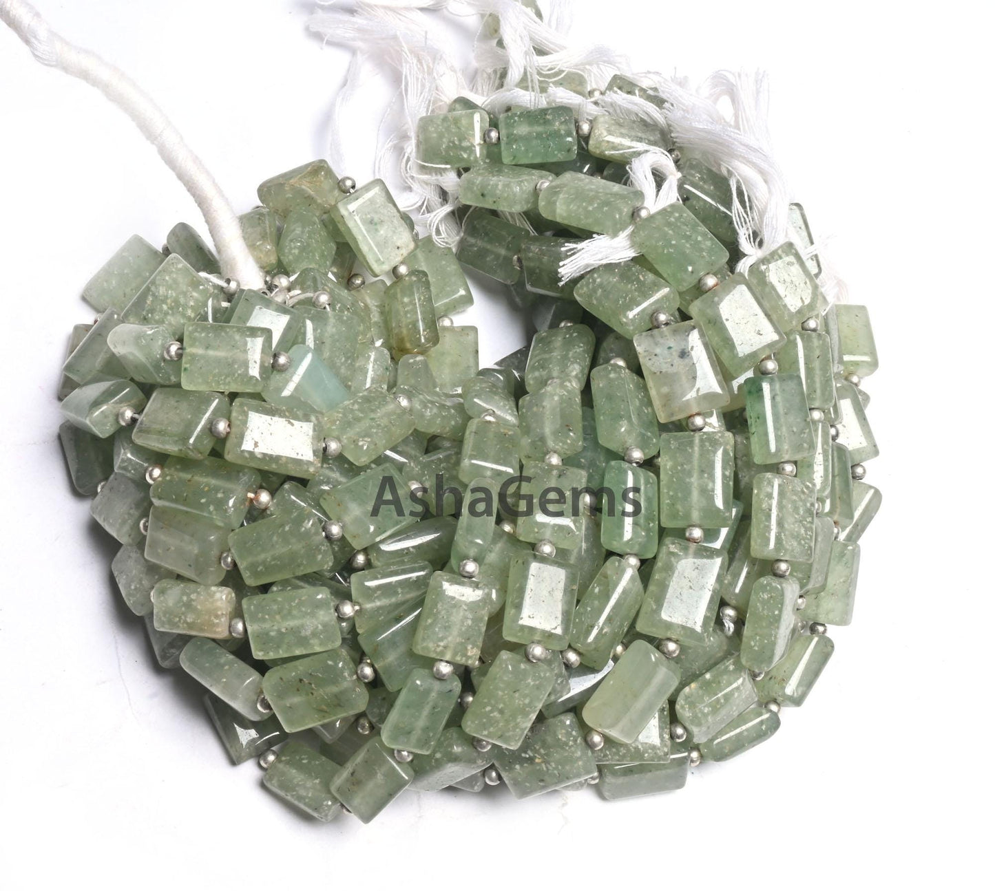 Natural Strawberry Quartz Smooth Rectangle Shape Handmade Beads, Light Green Strawberry Fancy Chicklet Straight Drill Gemstone Beads Jewelry
