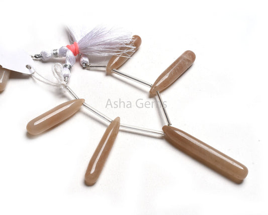 Natural Coffee Quartz Fancy Pencil Drop Gemstone Beads, Brown Coffee Quartz Smooth Long Teardrop Briolette Side Drill Beads Jewelry Crafts