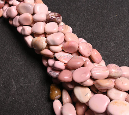 Beautiful Pink Opal Smooth Nugget Gemstone Loose Beads, Fine Shaded Pink Opal Handmade Tumble Plain Graduation Size beads Necklace Jewelry (AG 22298)