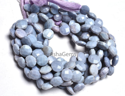 8 Inch Strand Purple Blue Opal Faceted Coin Beads,9 mm lavender Opal Beads, Opal Faceted briolette Coin Gemstone Beads for Jewelry Makings