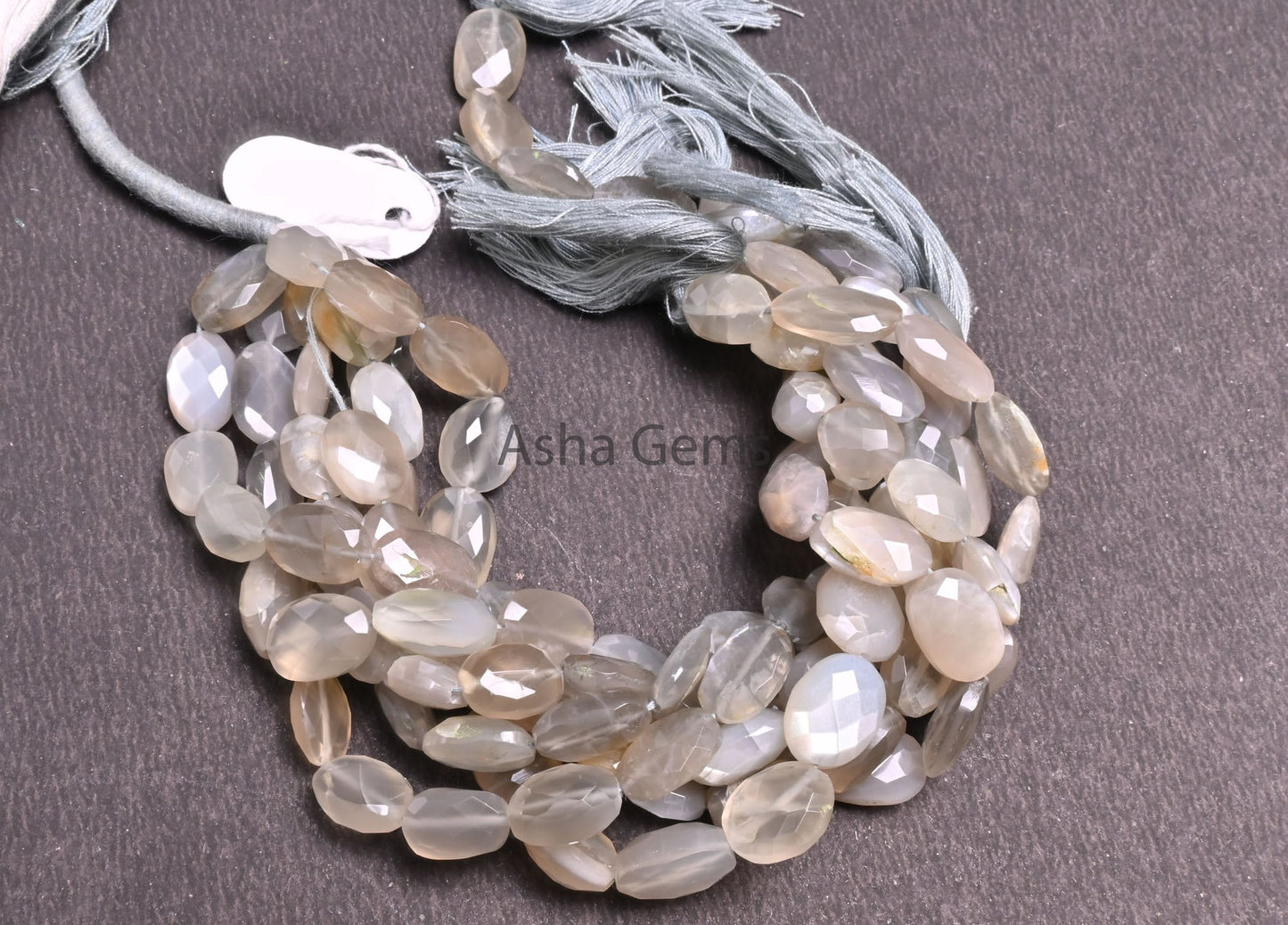 9" Strand Natural Grey Moonstone faceted Indian Cut Oval Gemstone Beads, Moonstone Oval Briolette Beads, grey Moonstone Beads Jewelry Crafts