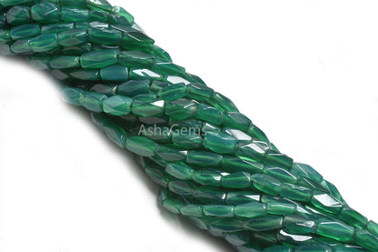 Natural Green Onyx Faceted Beads,12.5 Inch Beautiful Onyx Fancy Long Rectangle Uneven Gemstone Beads Green Onyx Briolette Jewelry Craft Sale
