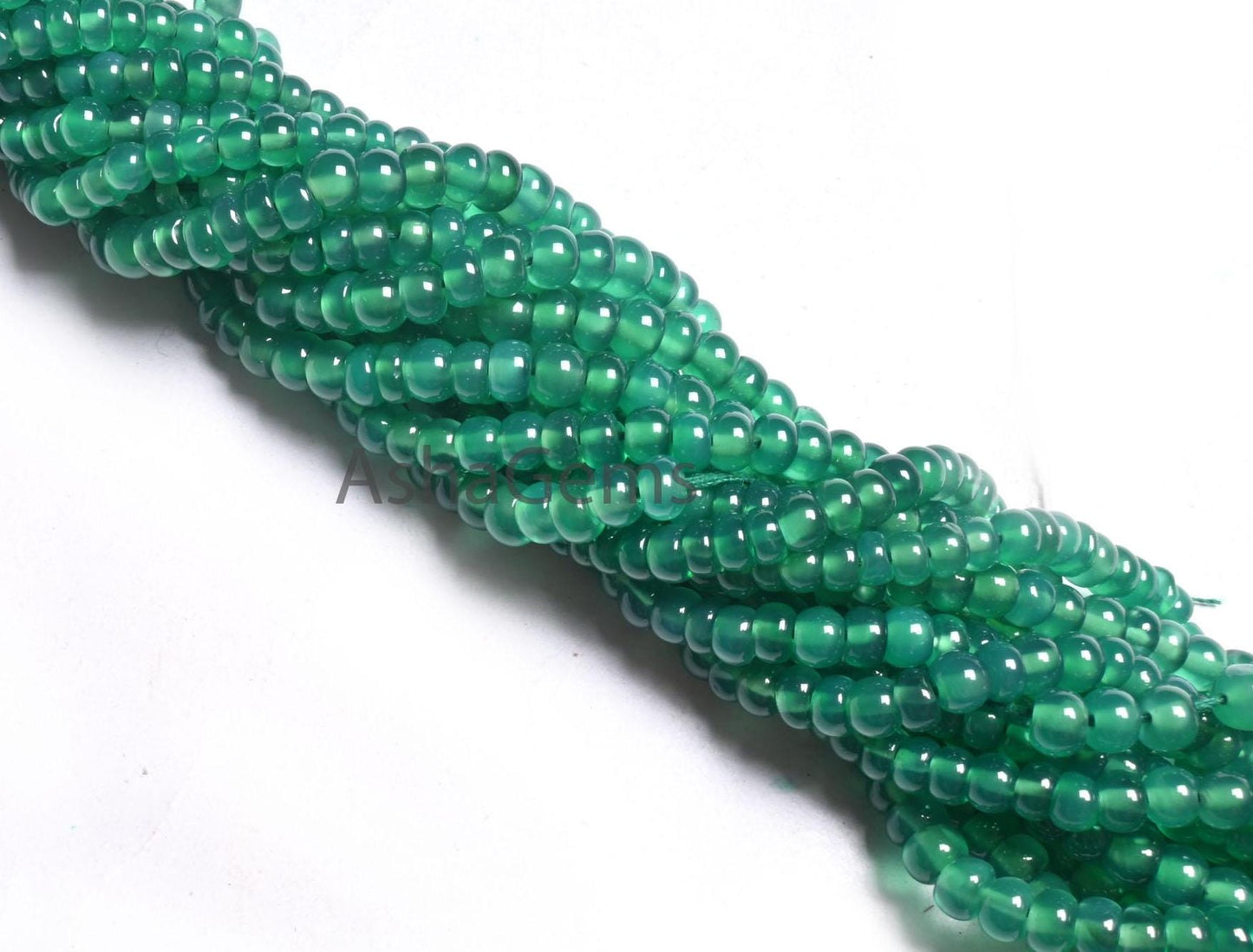 16" Beautiful Green Onyx Smooth Rondelle Gemstone Loose Beads,3.5,4mm Onyx Beads, AAA Green Onyx Plain Roundelle Handmade Bead Jewelry Craft