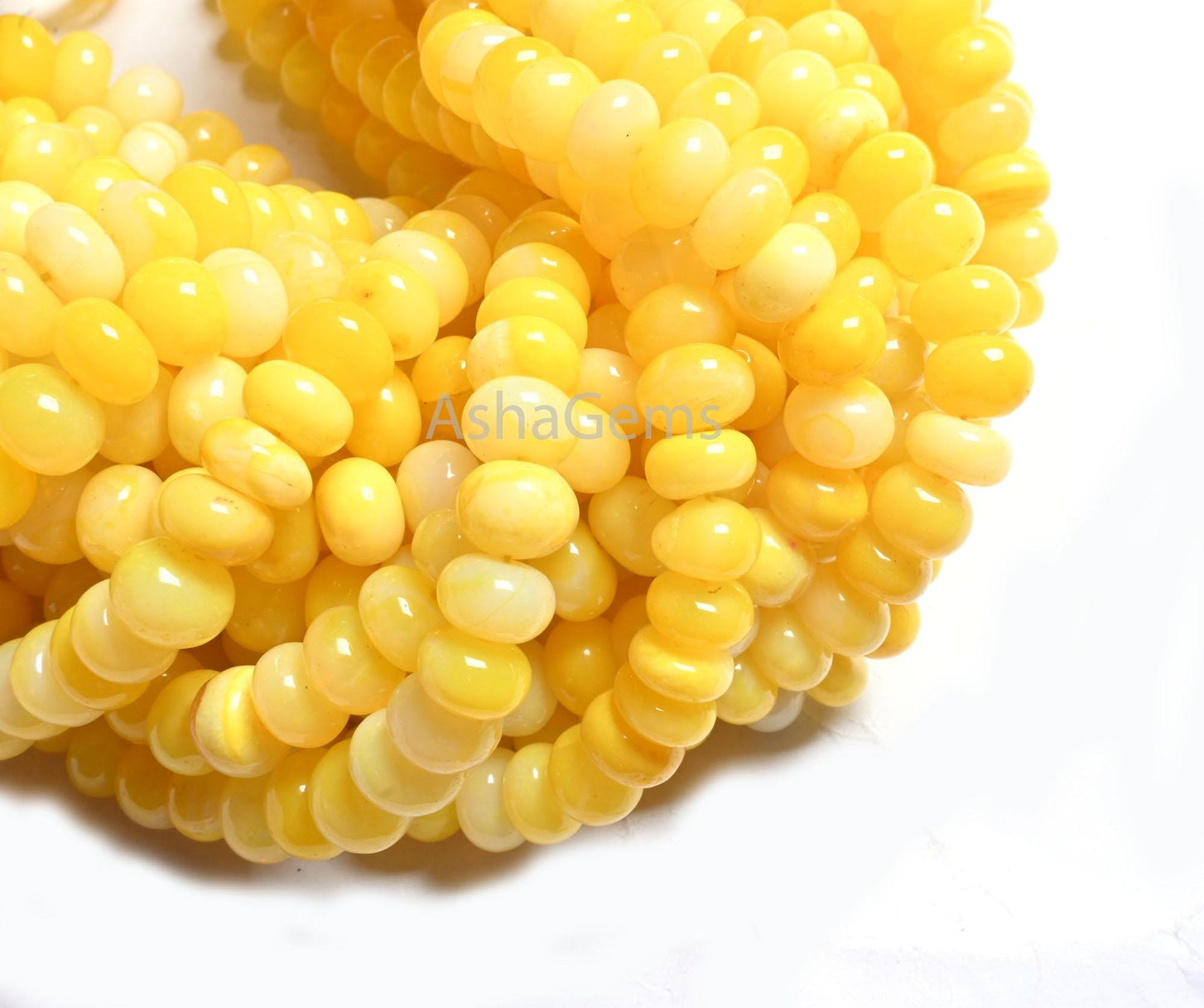AAA Quality Pastel Yellow Opal Smooth Rondelle Gemstone Loose Beads,8 mm Yellow Opal Plain Handmade Bead Jewelry making Craft Sale Opal Bead