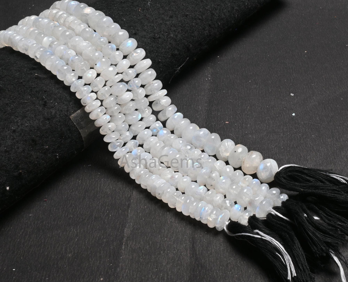 Beautiful Blue Fire Rainbow Moonstone Smooth Rondelle Beads, Fine Flashy White Rainbow Moonstone Plain Handmade Gemstone Beads Jewelry Craft