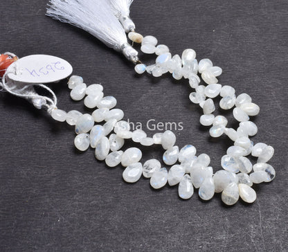 Beautiful Rainbow Moonstone Smooth Pear Shape Beads,8" White Rainbow Plain Handmade Teardrop Gemstone Loose Beads Jewelry Making Craft SALE