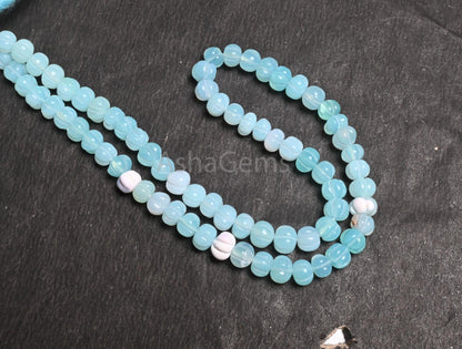 Fine Blue Peru opal carving Watermelon beads, Opal Hand Carved Gemstone Melon Beads Shaded Peruvian Opal Carve Pumpkin Bead Jewelry Necklace