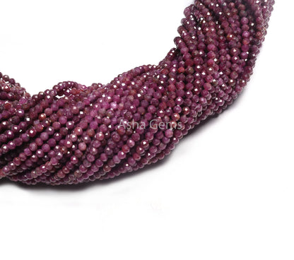 Genuine Red Ruby Micro Cut Faceted Rondelle Shape Tiny Beads,2 mm Shaded Red Ruby machine Cut Gemstone Beads,Fine Ruby Beads Jewelry Crafts