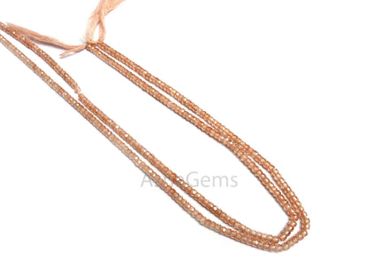 3 mm Beautiful Brown Zircon Micro Cut Rondelle Faceted Gemstone Beads,13" AAA Quality Imperial  Brown Cubic Zircon Faceted Bead Jewelry Sale