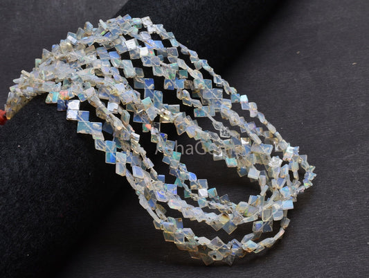 Natural Ethiopian Opal Smooth Uneven Square Shape Beads,Flashy Welo Fire White Ethiopian Opal Fancy Kite Gemstone Handmade Bead Jewelry SALE