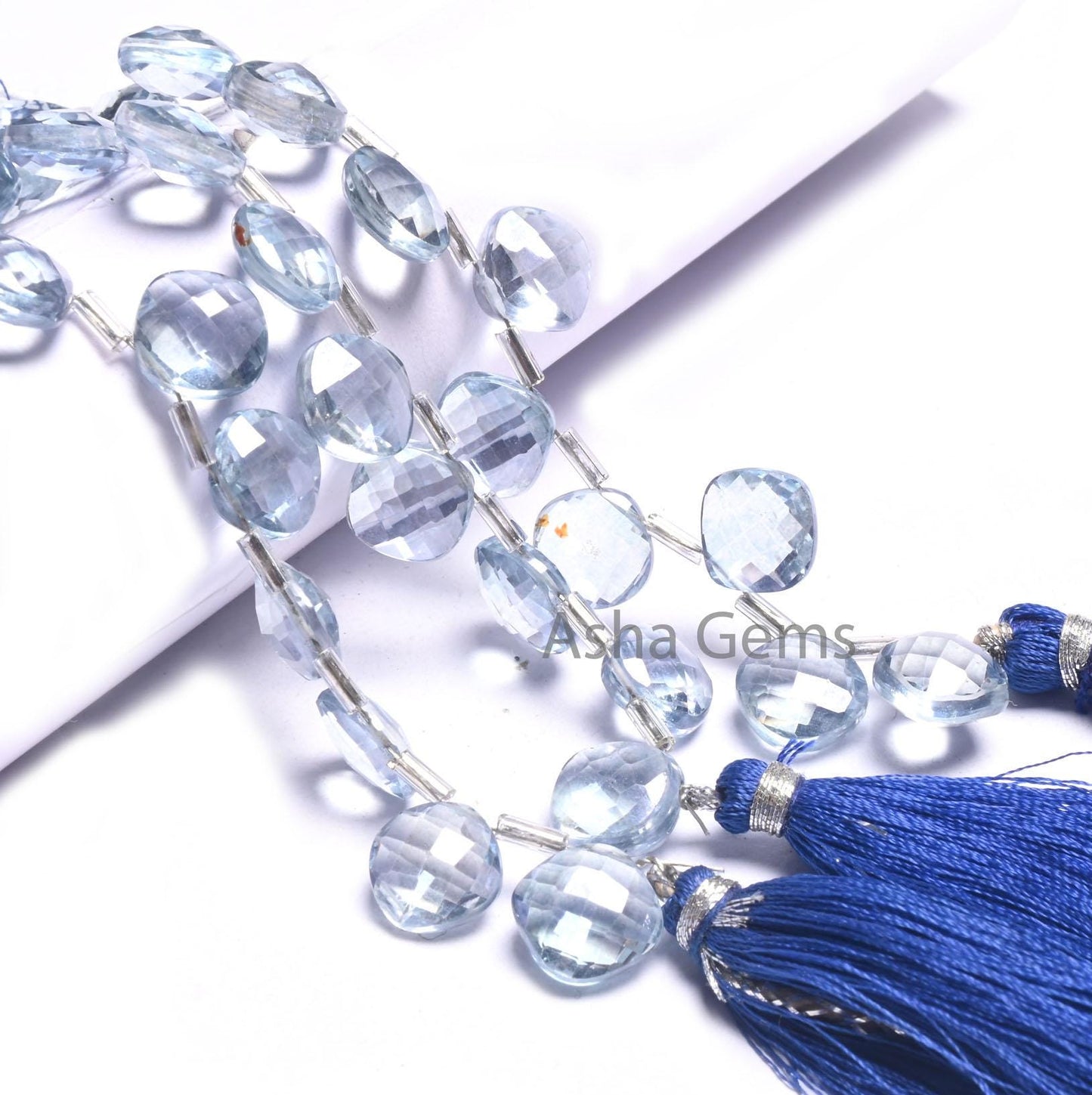 AAA Quality Crystal Quartz Coated Fancy Cushion Shape Beads, 9 mm Light Blue Coated Crystal Side Drill Square Faceted Gemstone Beads Jewelry