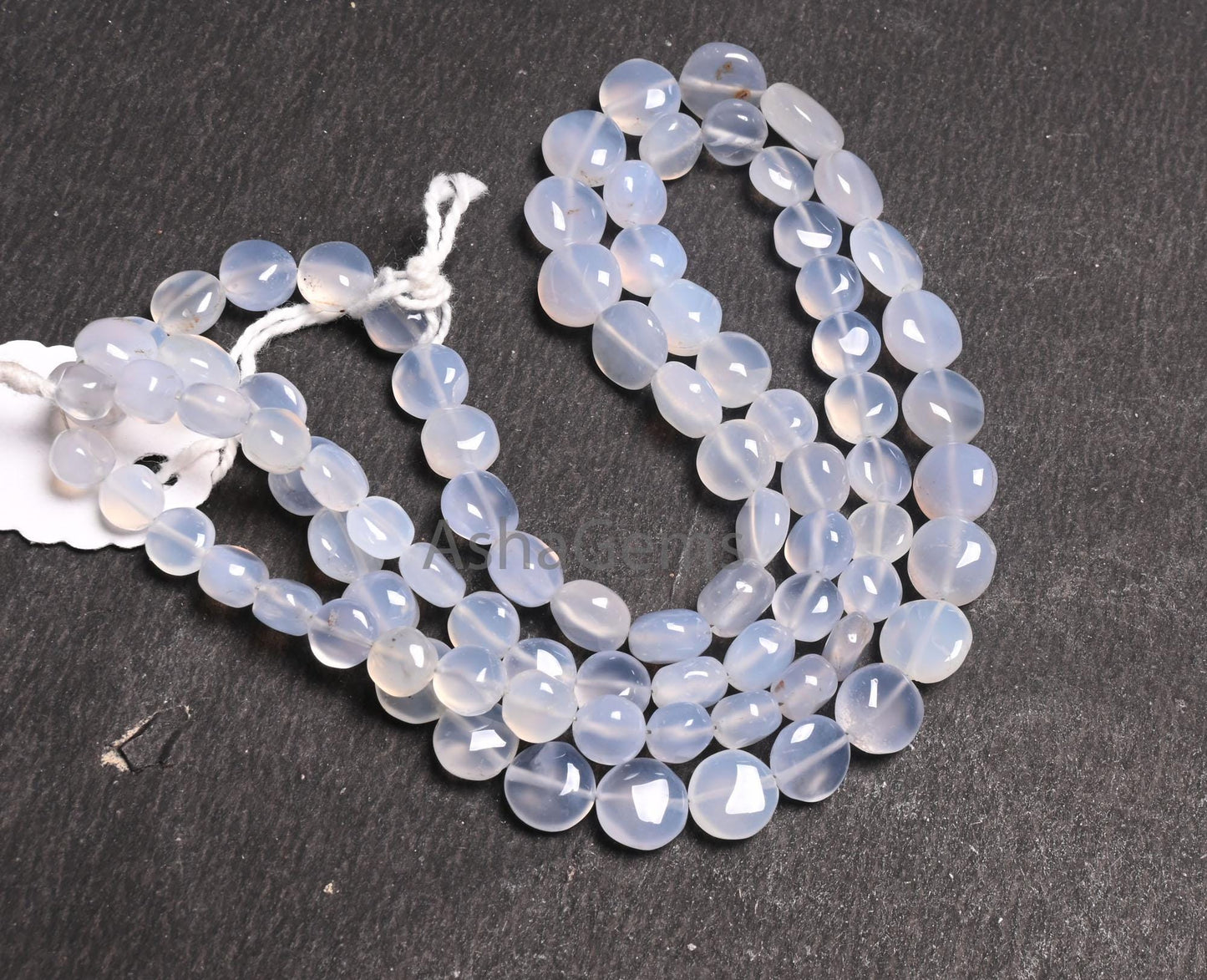 Beautiful White Quartz Smooth Coin Shape Gemstone Loose Beads, Fine Blue lace Quartz Handmade Coin Beads Necklace Making Jewelry Crafts SALE