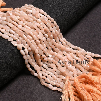 Natural Peach Moonstone Nugget Shape Tiny Gemstone Beads, Light Off Pink Moonstone Smooth Handmade Uneven Tumble Beads Jewelry making Craft (AG 22264)