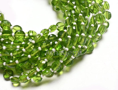Beautiful Peridot Hydro Faceted Coin Shape Gemstone Beads,6 mm AAA Quality Green Peridot Hydro Coin Straight Drill Bead Jewelry Making Craft