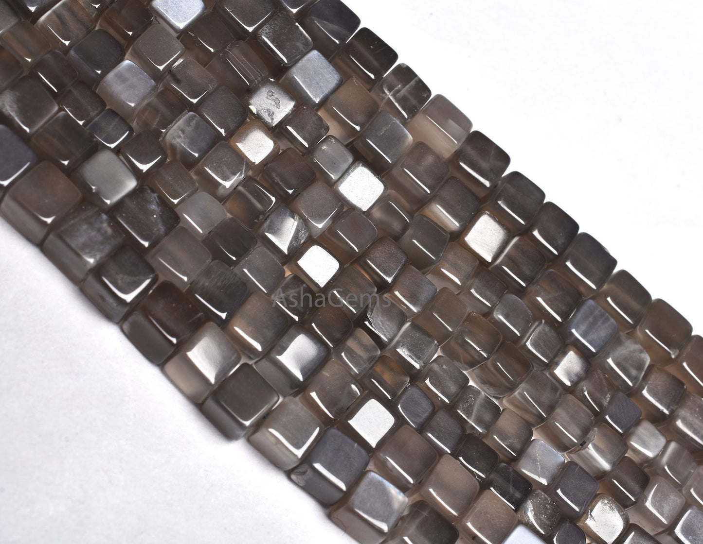 Beautiful Gray Moonstone Smooth Box Shape Beads, Natural Grey Moonstone 3D Cube Box Gemstone Beads, Moonstone Handmade Indian Beads jewelry