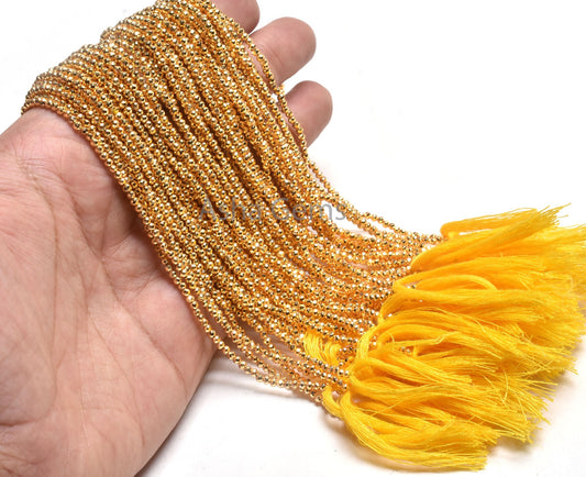 13" Strand Beautiful Natural Golden Pyrite Coated Micro Cut Rondelle Faceted Gemstone Beads,2.2mm AAA Quality pyrite bead Jewelry Craft SALE