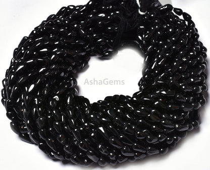 Natural Black Spinal Drops Shape Beads Black Spinal Smooth Teardrops Beads, Black Spinal Drops Beads, Briolette Beads For Jewelry Craft SALE