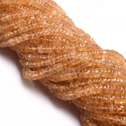 Natural Yellow Citrine Quartz Smooth Flat Tyre Beads, Fine Citrine Plain Handmade Heishi tyre bead Gemstone Citrine Bead Jewelry Making SALE