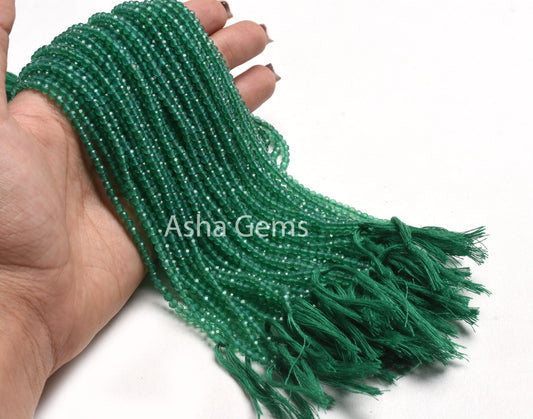 3.3mm AAA Green Onyx Micro Cut Faceted Rondelle Beads, Beautiful Green Onyx Micro Cut Gemstone Beads,12.5"Green Onyx Bead Jewelry Craft SALE