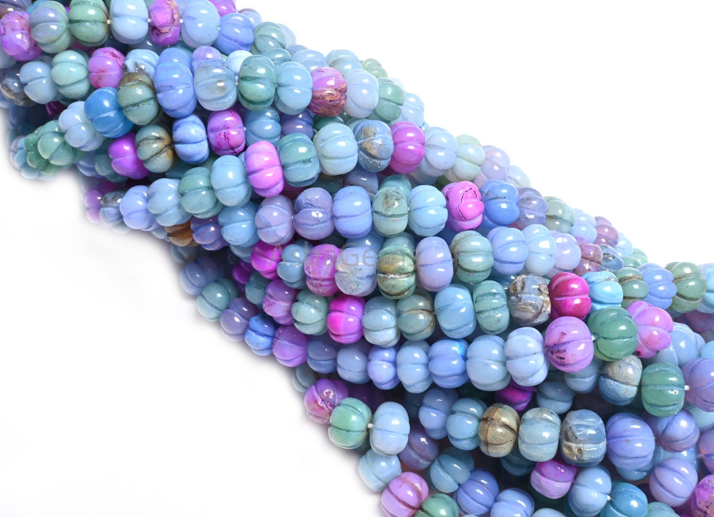 Beautiful Multi Blue Pink Opal Carved watermelon Gemstone Beads, Mix Color Disco Opal carving Pumpkin Handmade Shaded Opal Bead Jewelry SALE