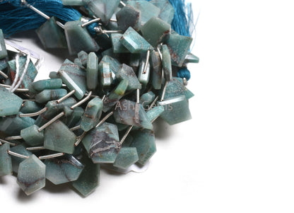 Beautiful Blue Chrysocolla Uneven Slice Side Drill Gemstone Beads,10-17mm Natural Chrysocolla Bead, Chrysocolla Fancy Faceted Beads Jewelry