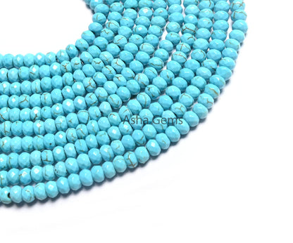 4.5 mm Beautiful Blue Jade faceted Rondelle Shape Beads,14" Strand Blue Turquoise Color Jade Quartz machine cut Gemstone Bead Jewelry Making