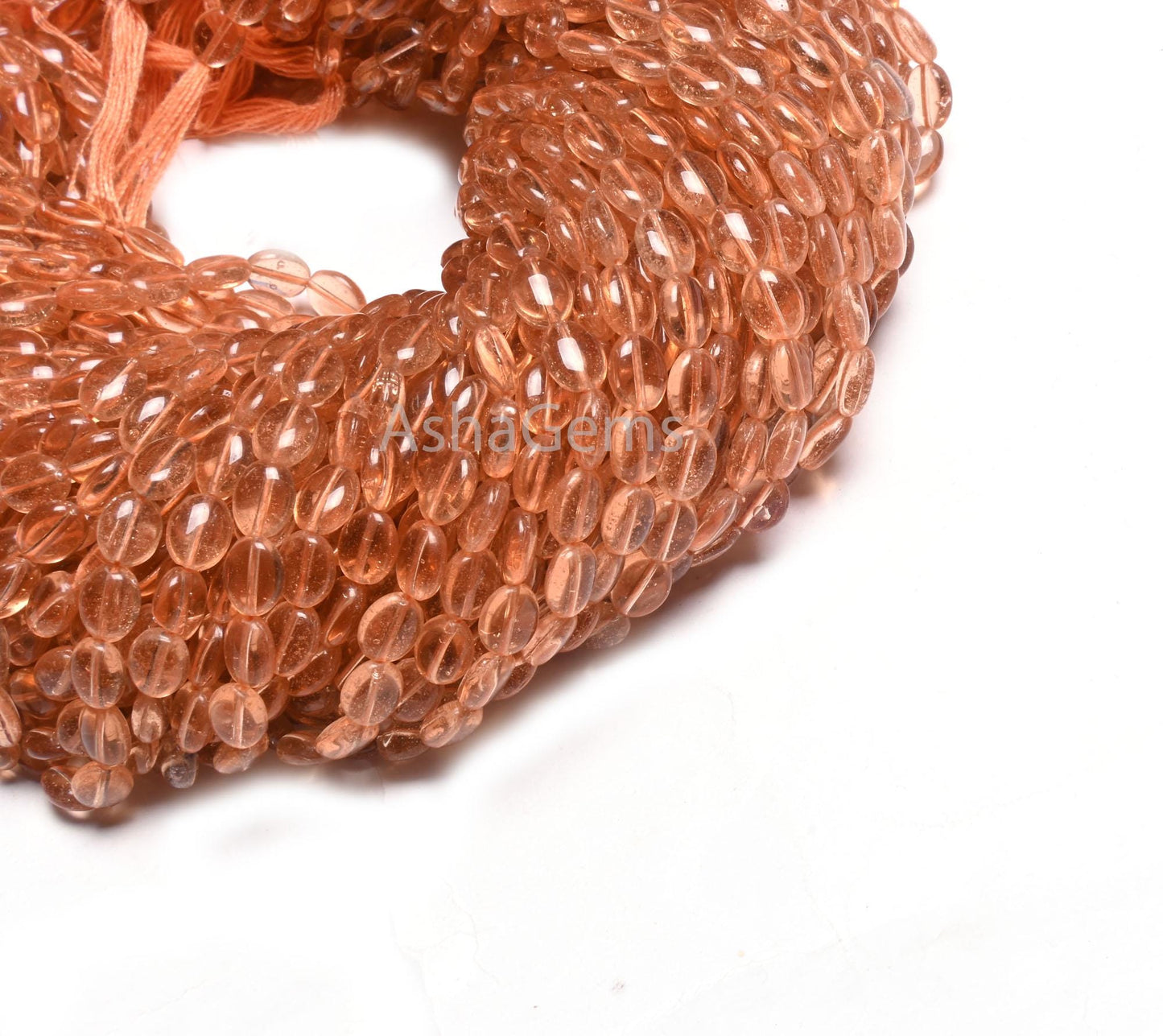 6.5-8 mm Fine Quality Creamy Peach Quartz Hydro Smooth Oval Shape Beads,13" Peach Hydro Plain Oval handmade Loose Beads Jewelry Making Craft