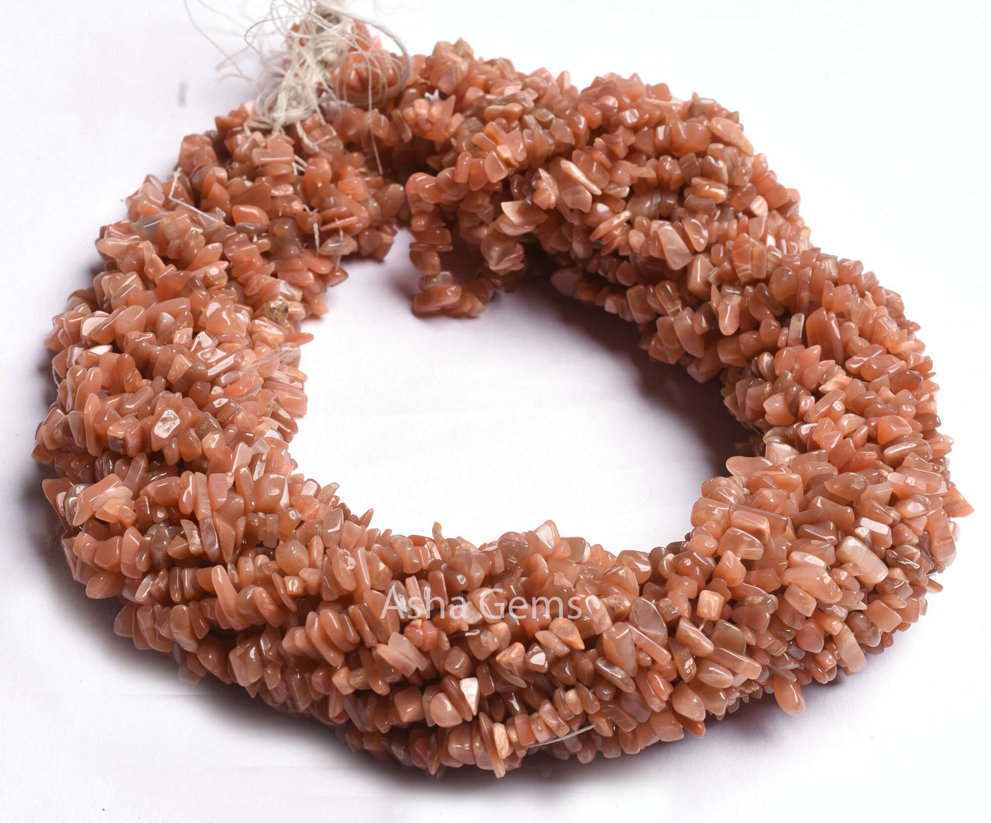 Dark Peach Moonstone Uncut Chip Gemstone Beads, 17,34" Strand Natural Moonstone Smooth raw Rough Beads, Fine Quality Moonstone Beads Jewelry
