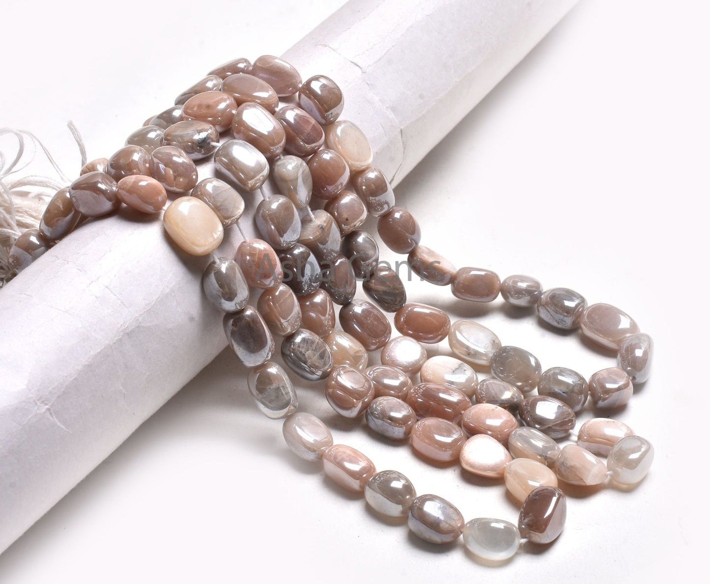 Beautiful Moonstone Coated Smooth Nugget Beads, Natural Multi Color Moonstone silver Coated Handmade Uneven Nugget Oval Bead Jewelry Crafts