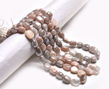 Beautiful Moonstone Coated Smooth Nugget Beads, Natural Multi Color Moonstone silver Coated Handmade Uneven Nugget Oval Bead Jewelry Crafts
