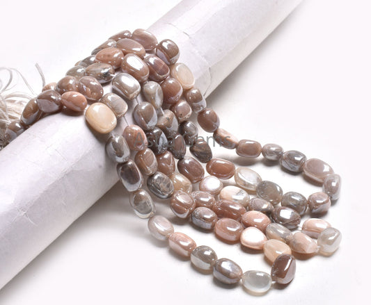 Beautiful Moonstone Coated Smooth Nugget Beads, Natural Multi Color Moonstone silver Coated Handmade Uneven Nugget Oval Bead Jewelry Crafts