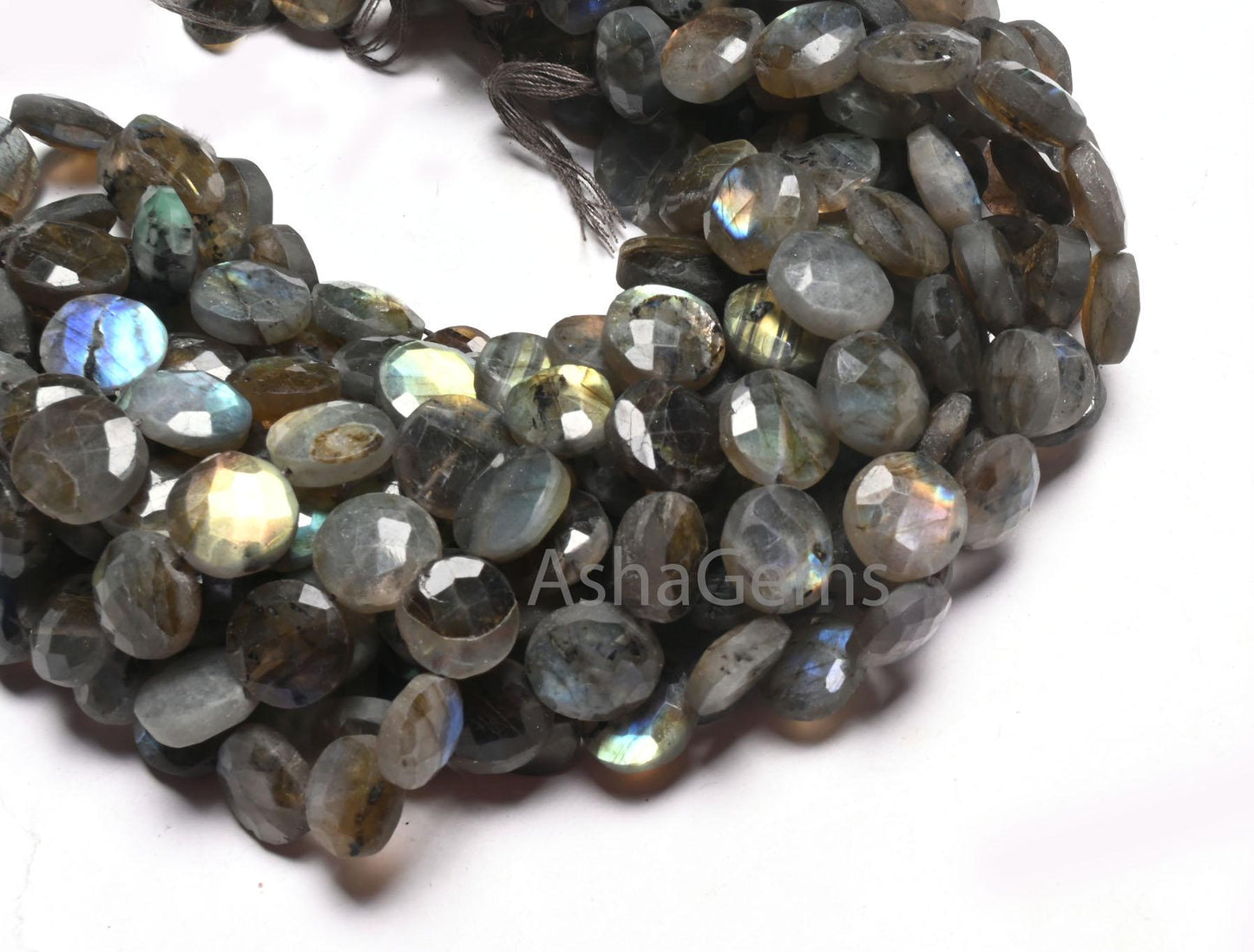 Beautiful Labradorite Faceted Coin Shape Gemstone Beads, natural Multi Flash Black rainbow Coin Briolette T- Drill labradorite Beads Jewelry