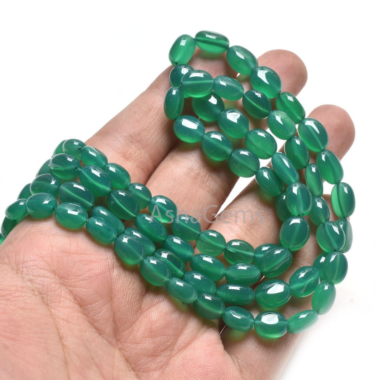 Fine Quality Green Onyx Smooth Oval Handmade gemstone Beads,16" Strand  Green Onyx Oval Straight Drill Beads, Onyx Beads Jewelry Crafts SALE