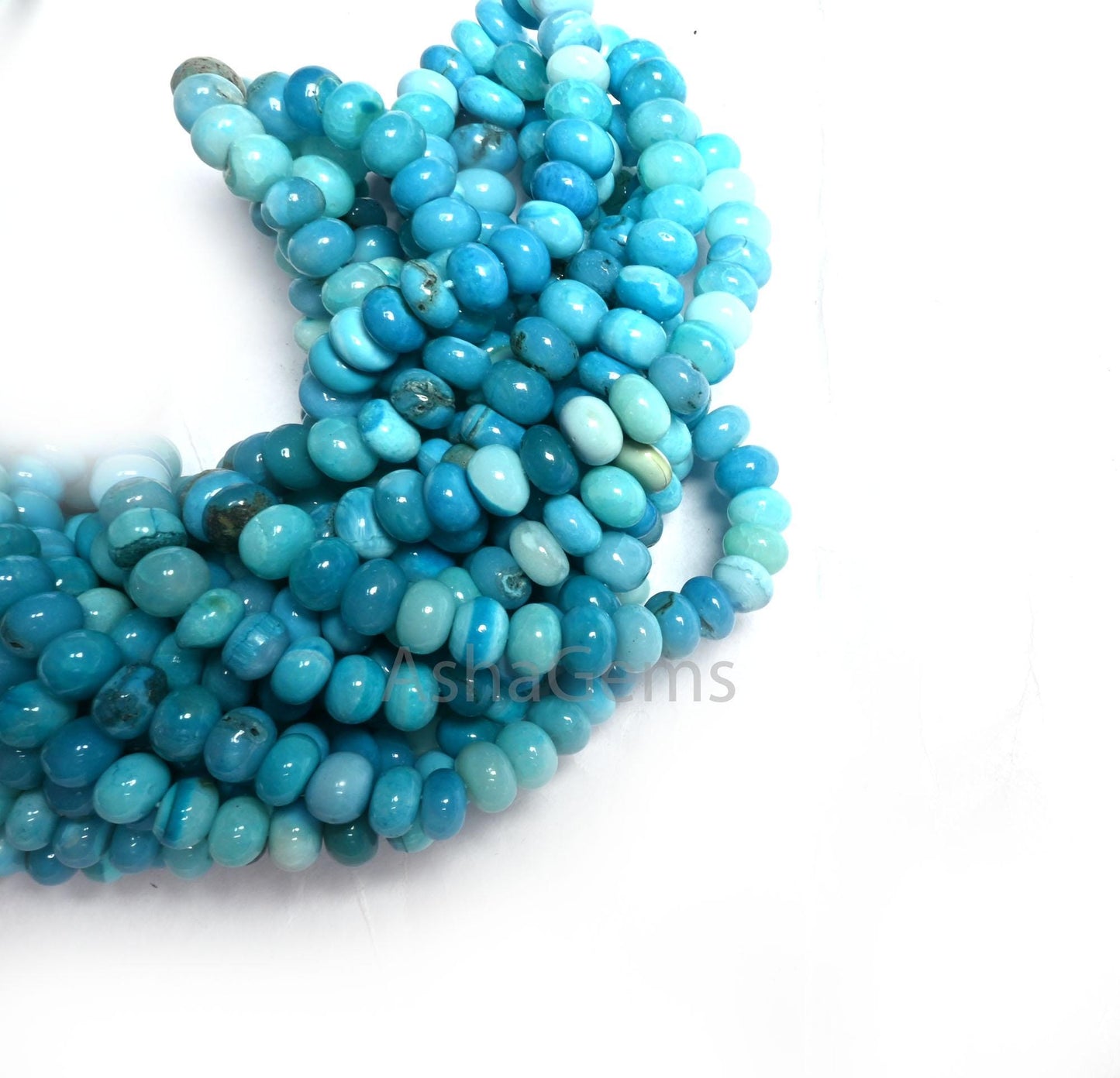 Fine Quality Blue Opal Smooth Rondelle Shape Gemstone Beads,8mm Shaded Blue Opal Plain Handmade Opal Bead Jewelry Making Necklace Craft SALE