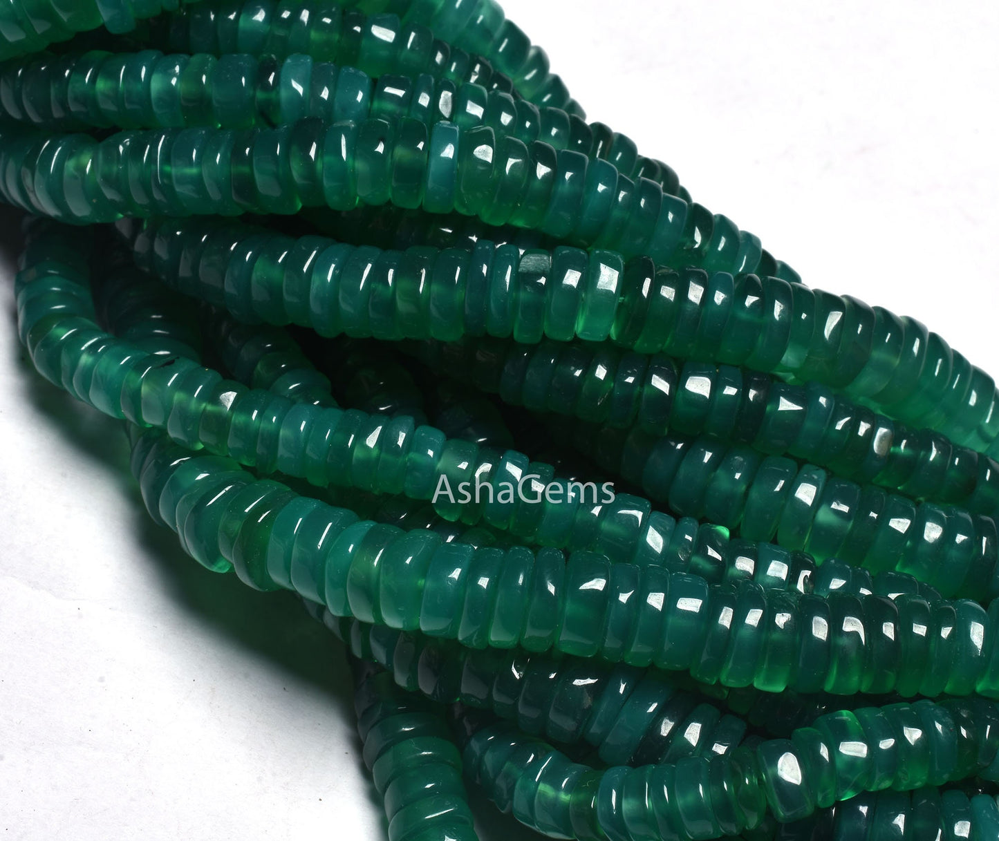 Beautiful Green Onyx Tyre Shape Gemstone Beads, AAA Green Onyx Beads, Onyx Smooth heishi Tyre Beads Green Gemstone Flat Wheel Handmade beads