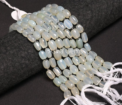 Light Aqua Blue Chalcedony Fancy Barrell Shape Handmade Beads,8" Strand Chalcedony Beads, Fine Chalcedony Smooth Fancy Gemstone Bead Jewelry