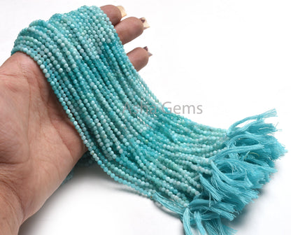 3 mm AAA Quality Amazonite Micro Cut faceted Rondelle Beads,13" Strand Shaded Blue Amazonite Machine Cut Gemstone Bead, Amazonite Beads SALE