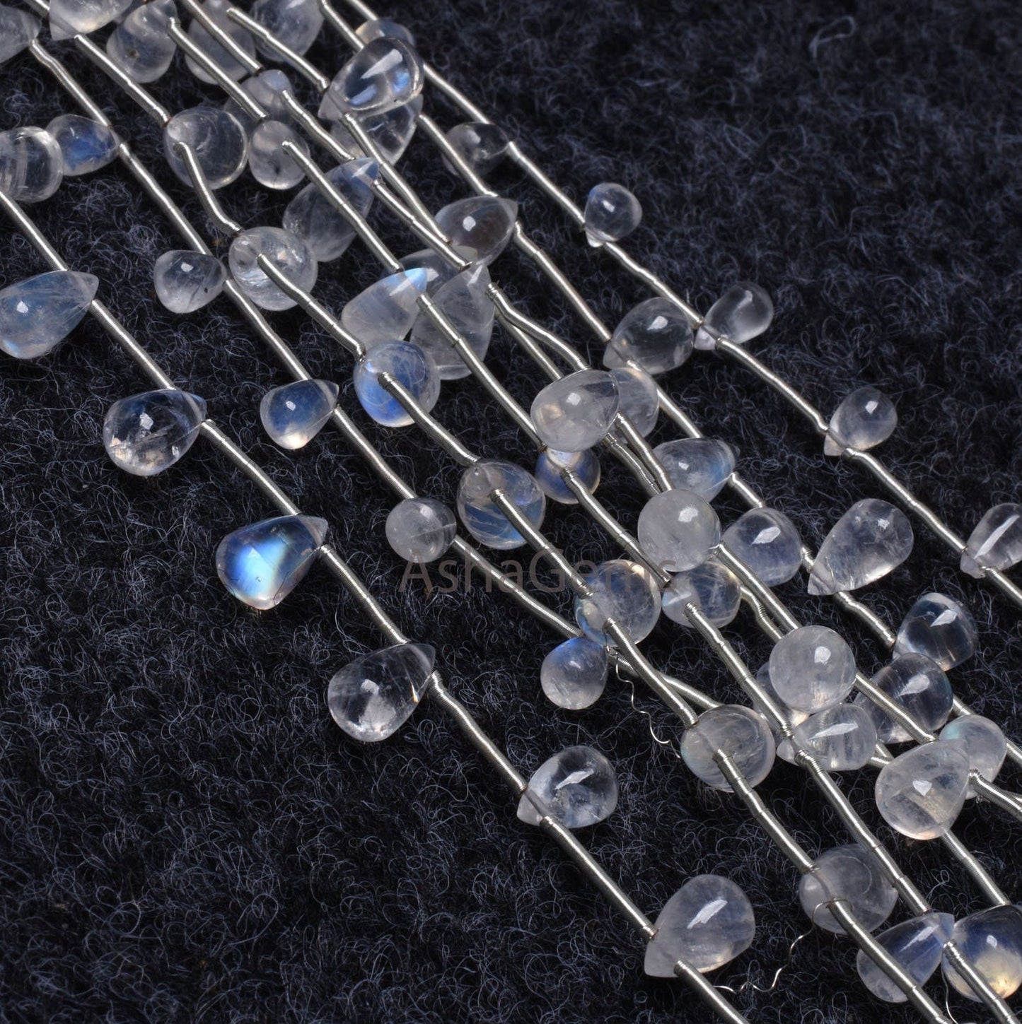 AAA Quality rainbow Moonstone Smooth drops shape beads,9"Strand Natural white rainbow Plain Teardrop handmade gemstone beads Jewelry makings