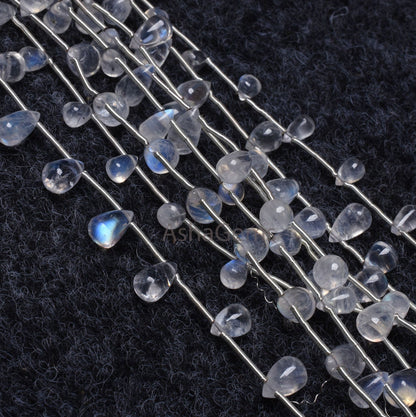 AAA Quality rainbow Moonstone Smooth drops shape beads,9"Strand Natural white rainbow Plain Teardrop handmade gemstone beads Jewelry makings