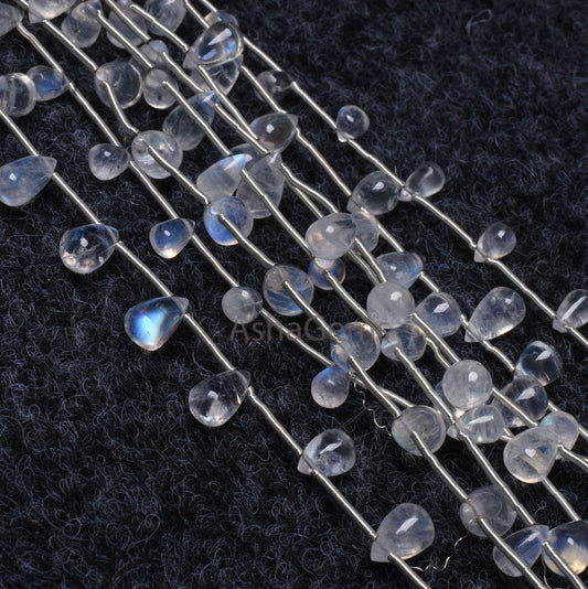AAA Quality rainbow Moonstone Smooth drops shape beads,9"Strand Natural white rainbow Plain Teardrop handmade gemstone beads Jewelry makings