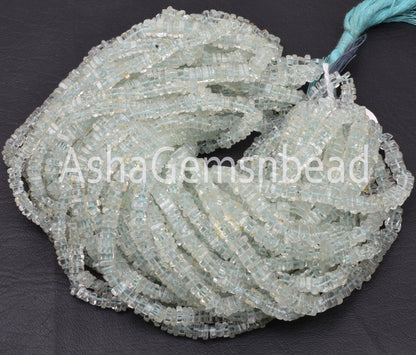 Natural Blue Aquamarine Smooth Square Shape Gemstone Beads, Aquamarine Beads, AAA Aquamarine Plain Handmade Heishi Square Flat Beads Jewelry