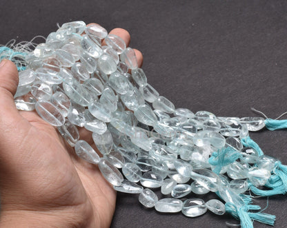 Rare Blue Topaz Smooth Nugget Shape Beads,12.5"Strand Natural Topaz Handmade Uneven Tumble Straight Drill Loose Gemstone Topaz Bead Jewelry (AG 22128)