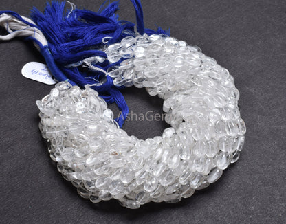 Beautiful White Crystal Quartz Smooth Oval Shape Gemstone Loose Beads,12.5" Strand Natural Crystal Plain Handmade Oval Beads Jewelry Crafts