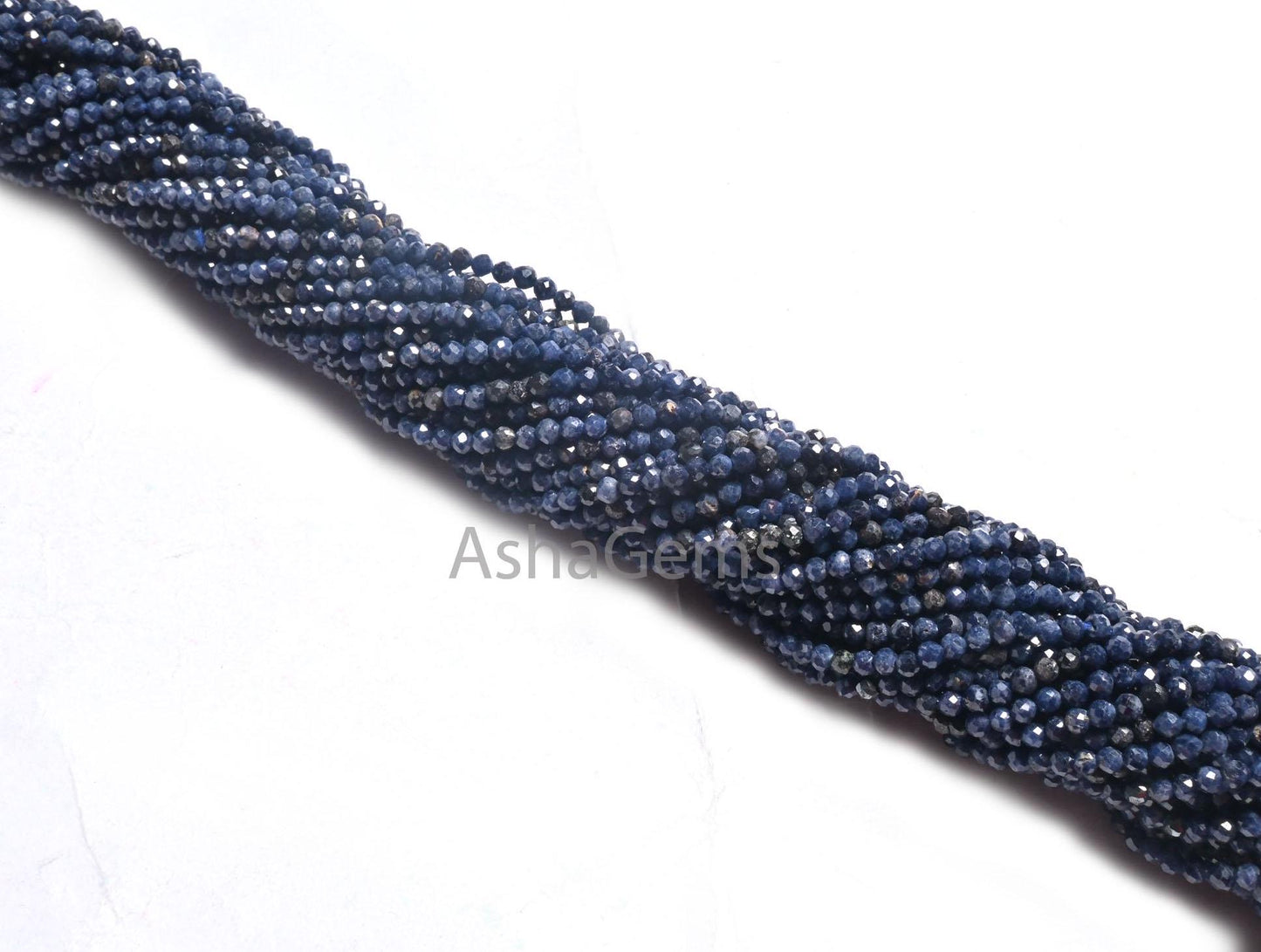13" Real Blue Sapphire Micro Cut Gemstone Tiny Beads,2.2 mm Fine Natural sapphire Machine Cut faceted Rondelle Sapphire Beads Jewelry Crafts