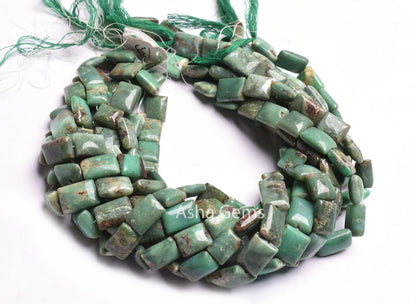 15" Strand Bio Green Chrysoprase Rectangle Handmade Beads, Natural Chrysoprase Fancy Chiclet Gemstone Beads, Chrysoprase Bead Jewelry Crafts