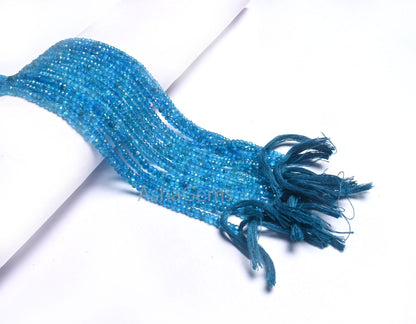 Beautiful Neon apatite Indian machine Cut Gemstone Beads, Fine Quality Neon Blue Apatite Faceted Rondelle Natural Apatite Bead Jewelry Craft